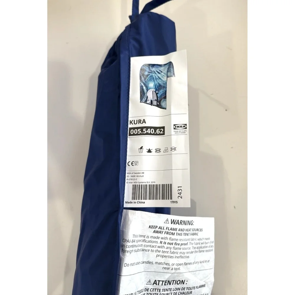 Ikea KURA Kids Bed Tent Canopy Netting, space/ Blue, NEW